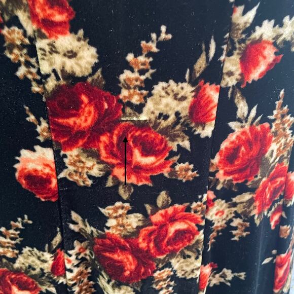 Perceptions New York Black Red Floral Velvet Dress Sz XL Romantic Whimsygoth - Picture 8 of 8